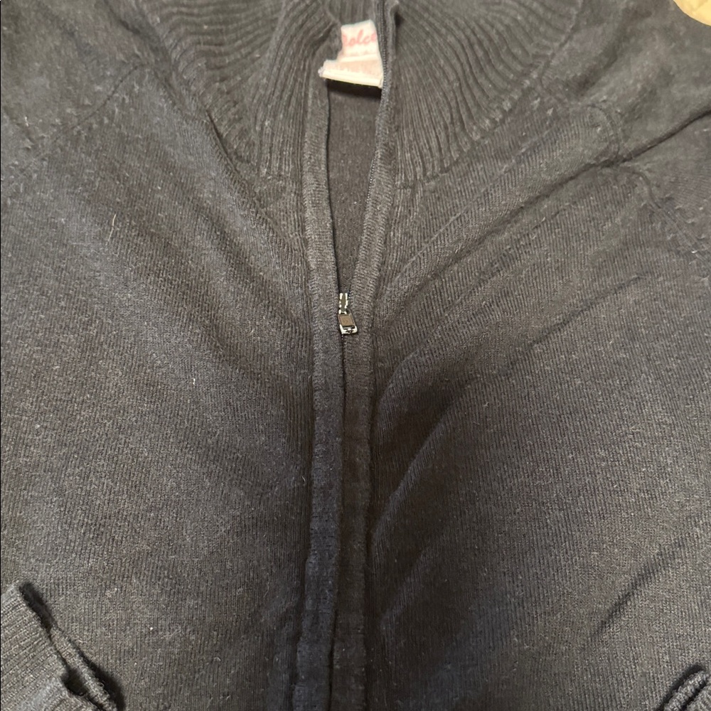 Black Zip-Up Cardigan - Picture 3 of 5